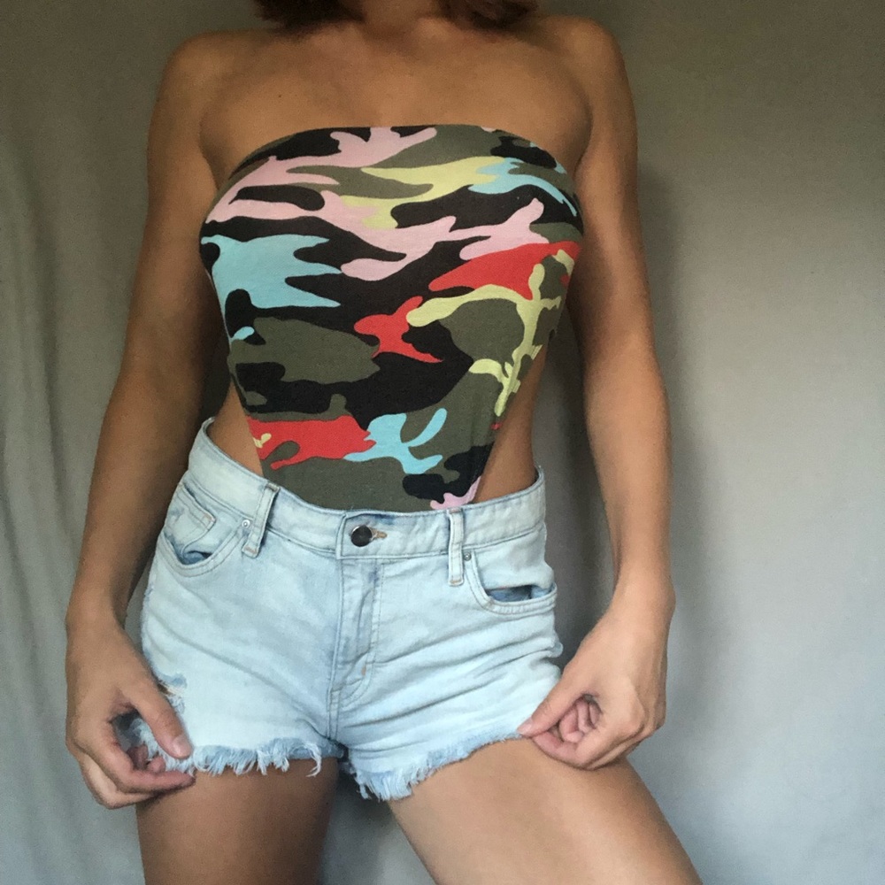Strapless camo bodysuit